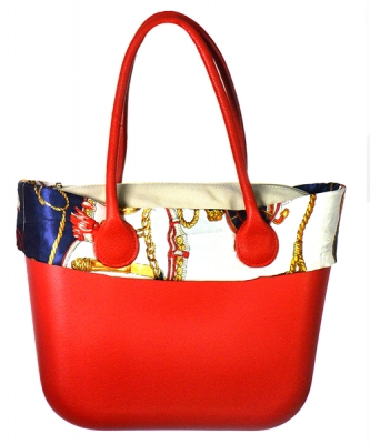 Faux Leather Shoulde Tote Handbag LF16820 39823 Red